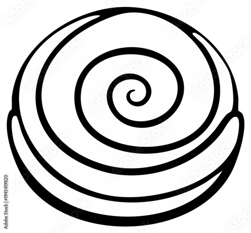 Stylized Seashell Vector Illustration of Swirling Spiral Form for Graphic Design