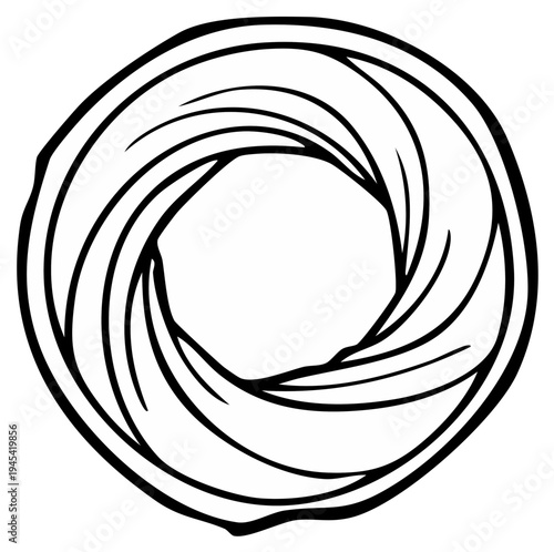 Abstract circular aperture diaphragm design with swirling blades and negative space