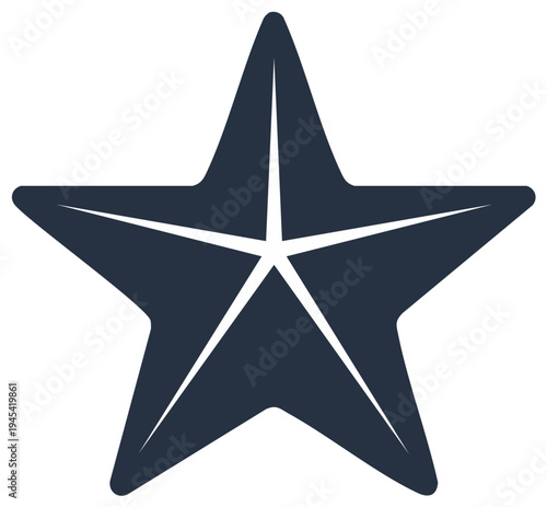 Stylized nautical star symbol with five points and rounded corners in dark blue