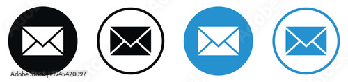 Versatile set of envelope icons in solid and outline styles. Represents electronic mail, business correspondence, and online messaging for contact pages and marketing materials.