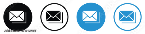 Versatile set of envelope icons in solid and outline styles. Represents electronic mail, business correspondence, and online messaging for contact pages and marketing materials.