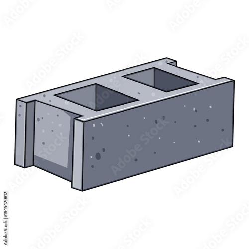 Cement block, a hollow concrete masonry unit, representing construction, building, and engineering concepts for various architectural and infrastructure developments on a clean white background