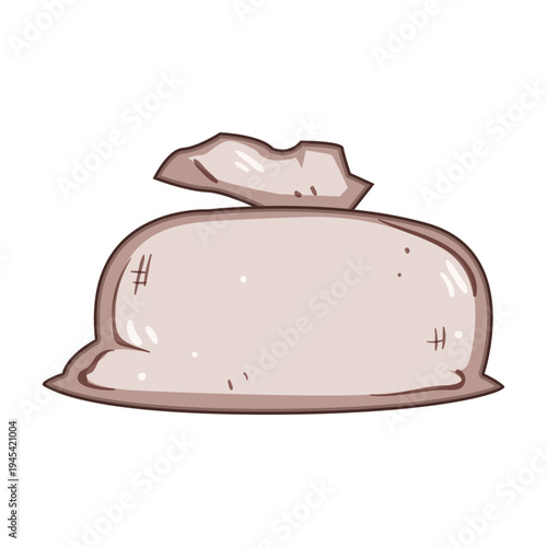 Natural fabric sack filled with assorted dry goods representing harvest and rural agriculture, symbolizing storage, bulk staples like grain, flour, rice and farming supply