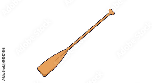 Single wooden boat oar for rowing or paddling is displayed at an angle against a plain white background in a minimal style.