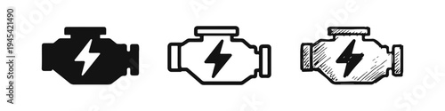 Bild auf Leinwand Electric Engine Power Icon Set - Automotive Energy and Performance Symbol