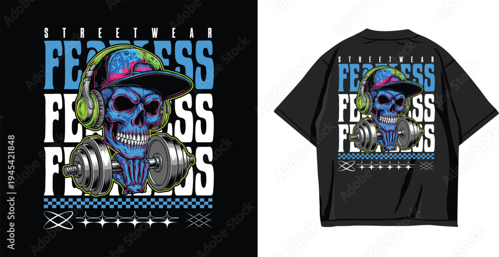 Fototapeta premium Urban Streetwear Gym T-Shirt Design with Bold Typography and Modern Fitness Street Style