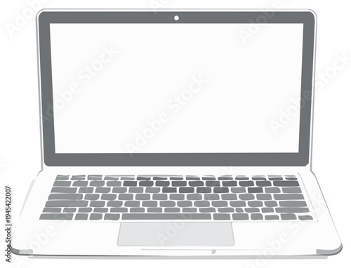 Modern open laptop computer with a blank screen for digital content display and technology concept