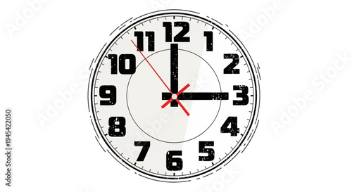 Analog Clock Face Showing Three O'Clock