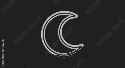 Stylized white crescent moon outline icon on dark background, celestial nocturnal symbol for night, sleep, dreams, and astrology