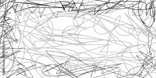 Abstract сhaotic texture. Monochrome wallpaper. Hand drawn dinamic scrawls. Black and white illustration