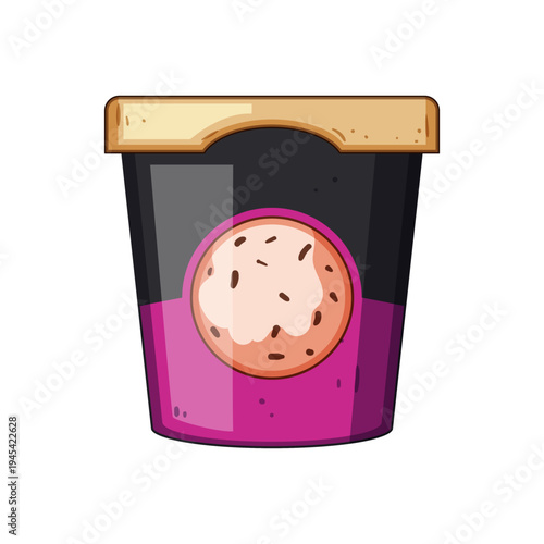 Foto Ice cream pint container featuring a circular label with a delicious looking coo