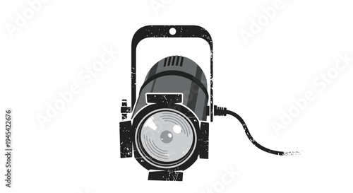 Spotlight equipment with cable on white background
