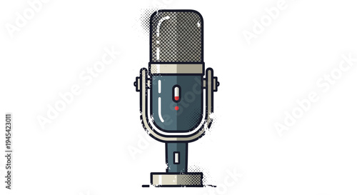 Vintage microphone, retro podcasting equipment, studio recording icon