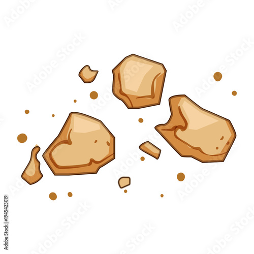 Scattered cookie crumbs and biscuit pieces on a white background, creating an informal and appetizing visual for baking, snacks, food preparation, and sweet treats