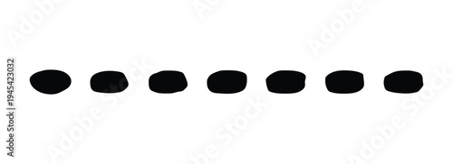 Hand Drawn Dotted Line Vector Illustration, Minimalist Black Inky Dashed Border, Organic Grunge Textured Divider for Creative Design, Rustic Sketchy Dots Separator Element