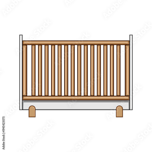 Wooden baby crib railing providing safety and security for children, featuring vertical slats creating a protective barrier for newborn babies and toddlers while sleeping