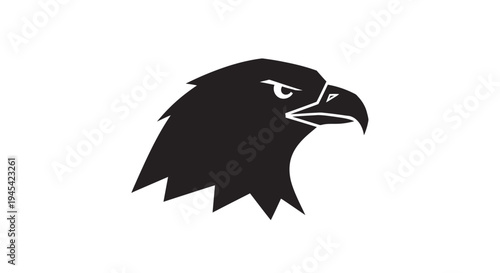 Strong black eagle head silhouette vector illustration on a clean white background, representing power, freedom, and majesty.