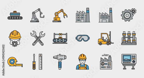 Collection of Industrial Icons and Symbols.