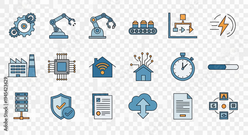 Collection of Modern Technology and Automation Icons.