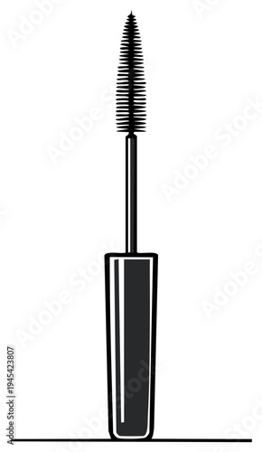 Black Mascara Wand and Tube Illustration