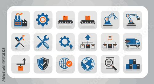 Collection of Industrial Icons and Symbols.