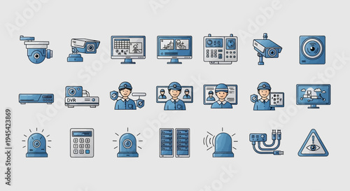 Collection of Security Icons and Symbols.