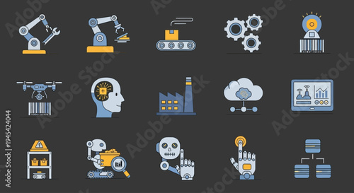 Collection of Modern Technology Icons and Symbols.