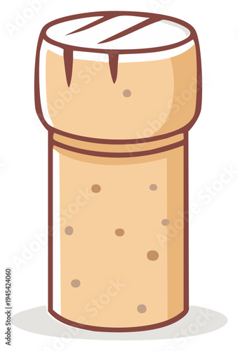 Isolated Cartoon Champagne Cork Illustration for Wine Cellar or Tasting Room