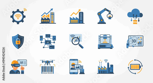 Collection of Industrial and Technology Icons.