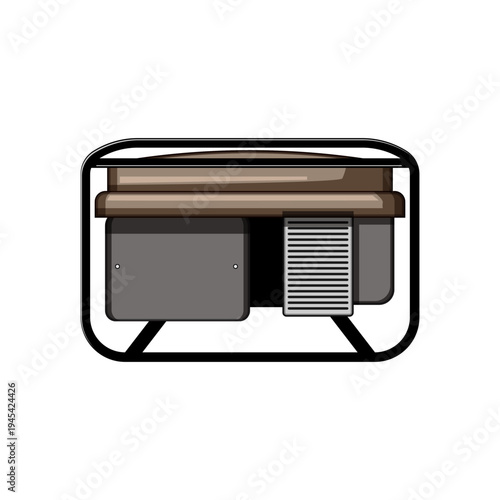 Portable electric generator providing backup power in a compact illustration, representing energy solutions for domestic or outdoor use on a white background