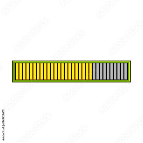 Horizontal progress bar illustrating a power level or loading process, displaying a partial fill with yellow segments indicating progress and gray segments indicating remaining capacity
