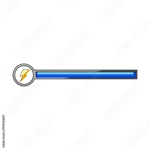 Gaming energy bar representing low power, battery status, or health points within a user interface, highlighting concepts of depletion and progress display