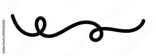 Minimalist Black Swirl Vector Line Art - Modern Hand Drawn Curly Flourish Element - Decorative Wavy Scribble Graphic for Creative Design