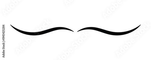 Modern Minimalist Symmetrical Wave Divider, Elegant Calligraphic Flourish Vector, Decorative Tapered Line Art for Page Separator, Clean Black Ornamental Swish Element for Invitation Design