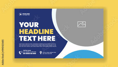 Modern video thumbnail marketing template with social media cover banner and corporate business banner layout, website banner design, editable promotional template for digital advertising