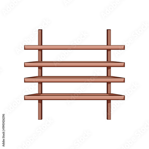 Brown shelves creating a simple retail display fixture or home storage solution, ideal for organizing items and showcasing products in various settings