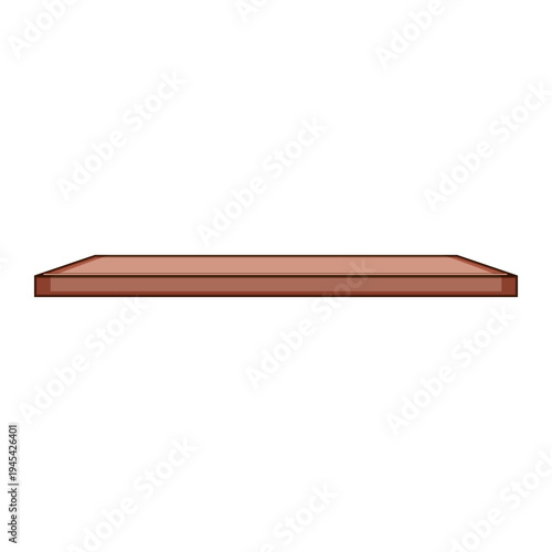 Simple brown wooden floating shelf presenting a clean empty surface, providing display and storage solutions for home organization and interior design concepts