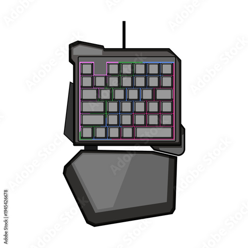 Gaming keypad with rgb lighting outlining key groups, providing ergonomic design for enhanced control and comfort during competitive video games and digital entertainment