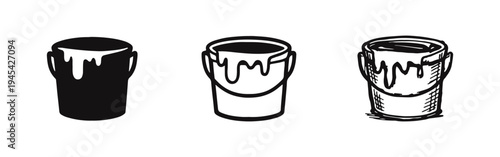 Paint Can Icon Set. Bucket of Paint Vector Illustration with Dripping Paint for Home Decoration and DIY