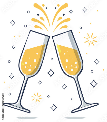 Elegant Champagne Flutes Toasting Celebration Sparkling Liquid Cheers Icon