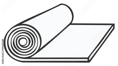 Rolled Yoga Mat with Unrolled Section and Shadow