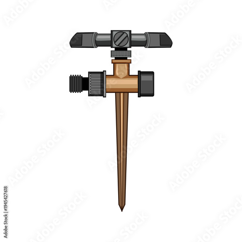 Garden sprinkler on a spike providing efficient irrigation for lawns and plants, featuring adjustable nozzles for uniform water distribution and maintaining healthy outdoor spaces