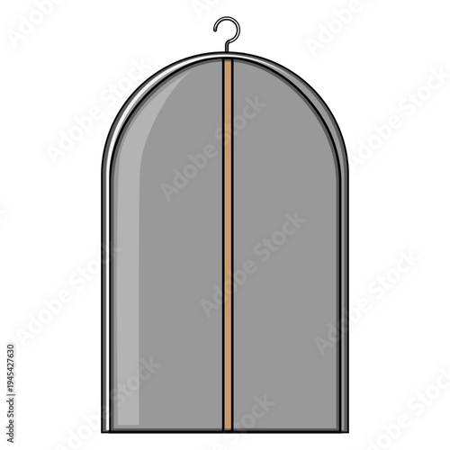 Garment bag icon representing clothing protection, dry cleaning, and travel convenience, hanging ready for use or storage, symbolizing wardrobe care and organized packing