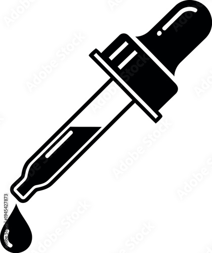 Black dropper icon with liquid drop
