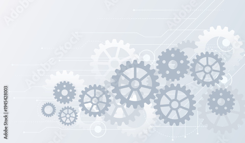 Gears engineering tech background. Gray cogwheel industrial manufacturing texture with interlocking gears, mechanical system blueprint. Steampunk backdrop, abstract precision cogs vector pattern