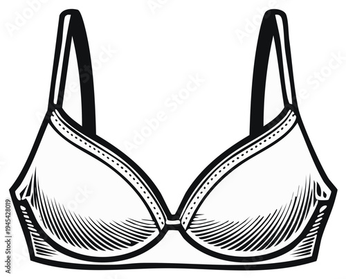 Classic Bra Sketch: Feminine Lingerie Garment with Detailed Lines for Fashion Designs