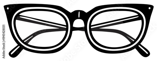 Bold black cat eye glasses with thick rims and clear lenses