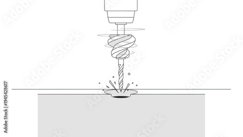 Drill Bit Cutting Through Material.