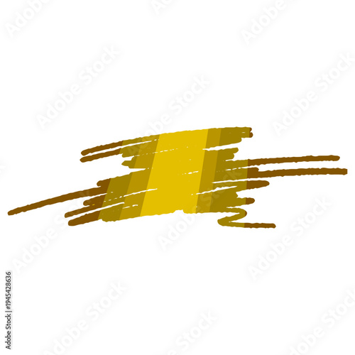 Gold and brown abstract brush stroke creating a distressed scratch effect, adding a textured accent with a grunge and artistic feel on a clean white background