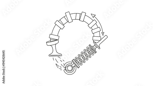 Mechanical Gear System with Interconnected Parts.